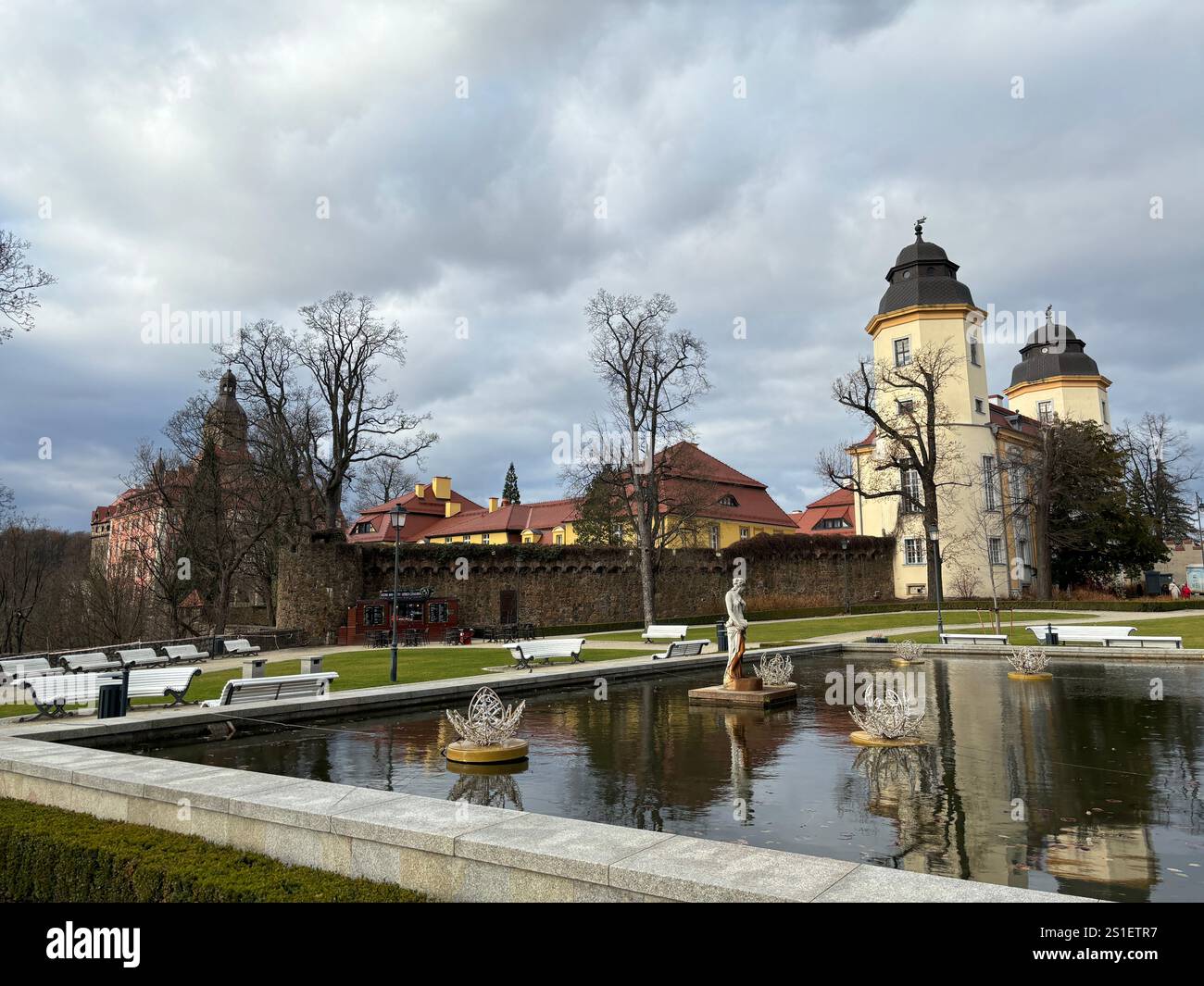Książ Castle in Poland. Historic Polish medieval building and ground. - Smartphone Captured Stock Image