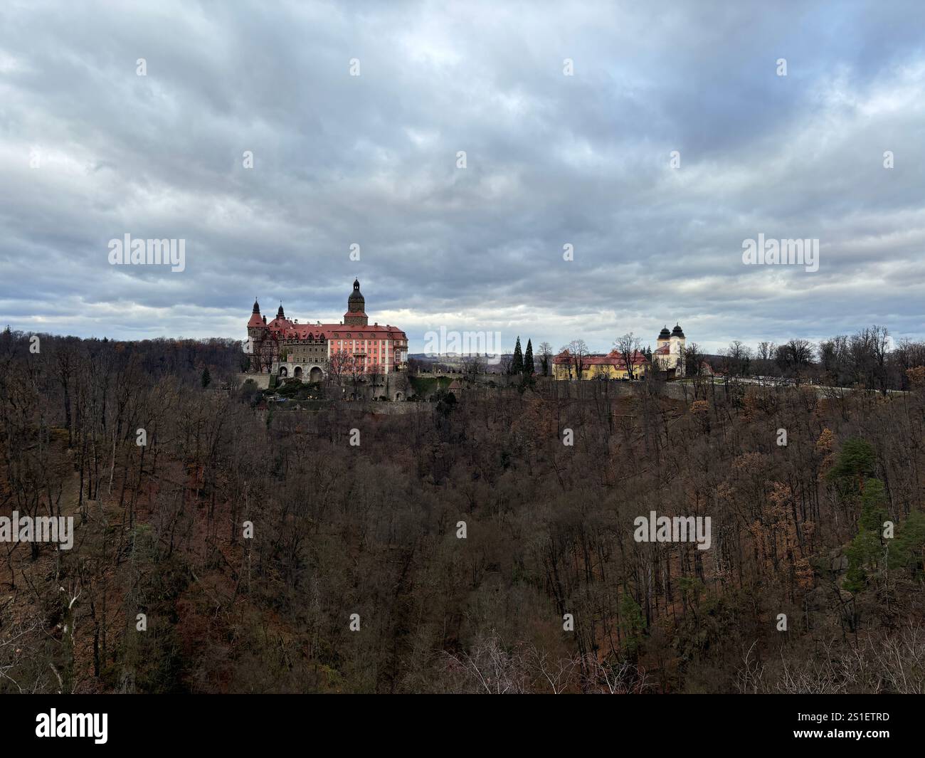 Książ Castle in Poland. Historic Polish medieval building and ground. - Smartphone Captured Stock Image