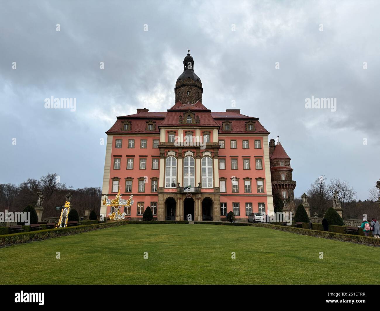 Książ Castle in Poland. Historic Polish medieval building and ground. - Smartphone Captured Stock Image