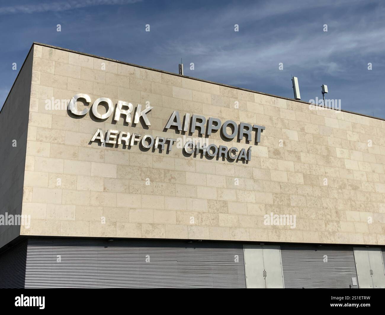 Cork Airport sign. Ireland. Air transfer and transport - Smartphone Captured Stock Image