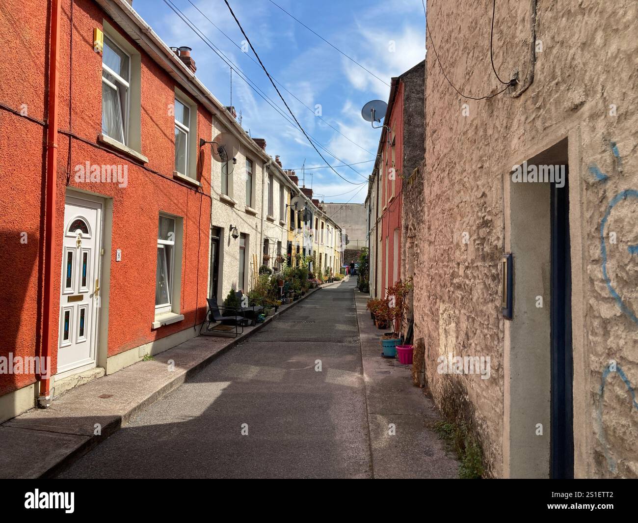 Buildings and streets in Cork, Ireland. Irish iconic landscape with Famous building and architecture - Smartphone Captured Stock Image