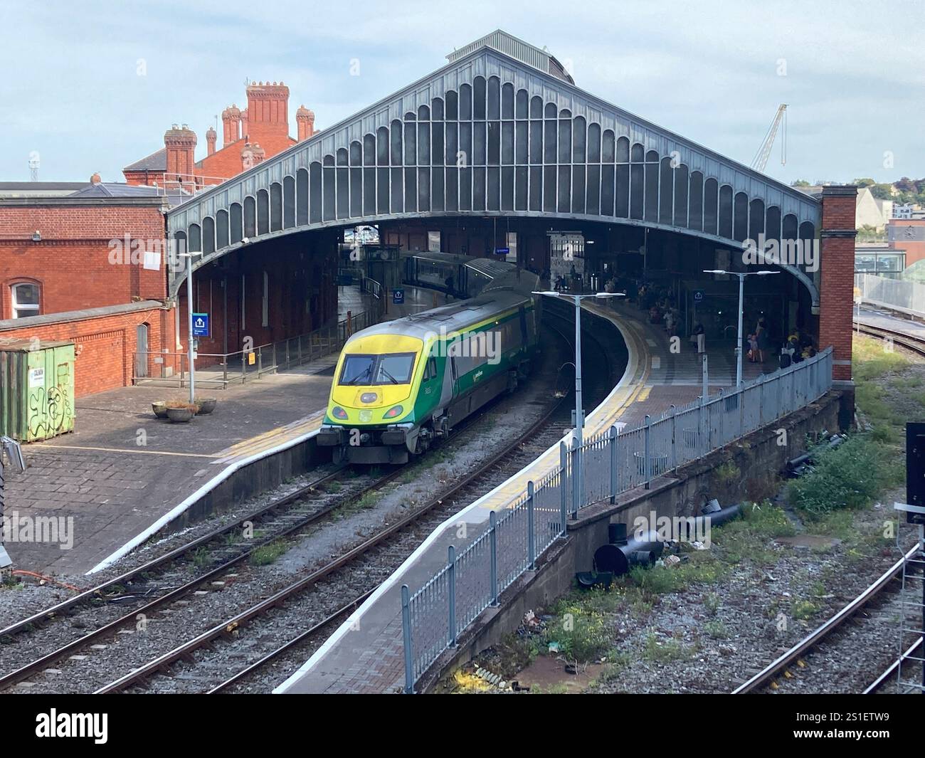 Cork Kent Railway Station in Ireland with trains in the station - Smartphone Captured Stock Image