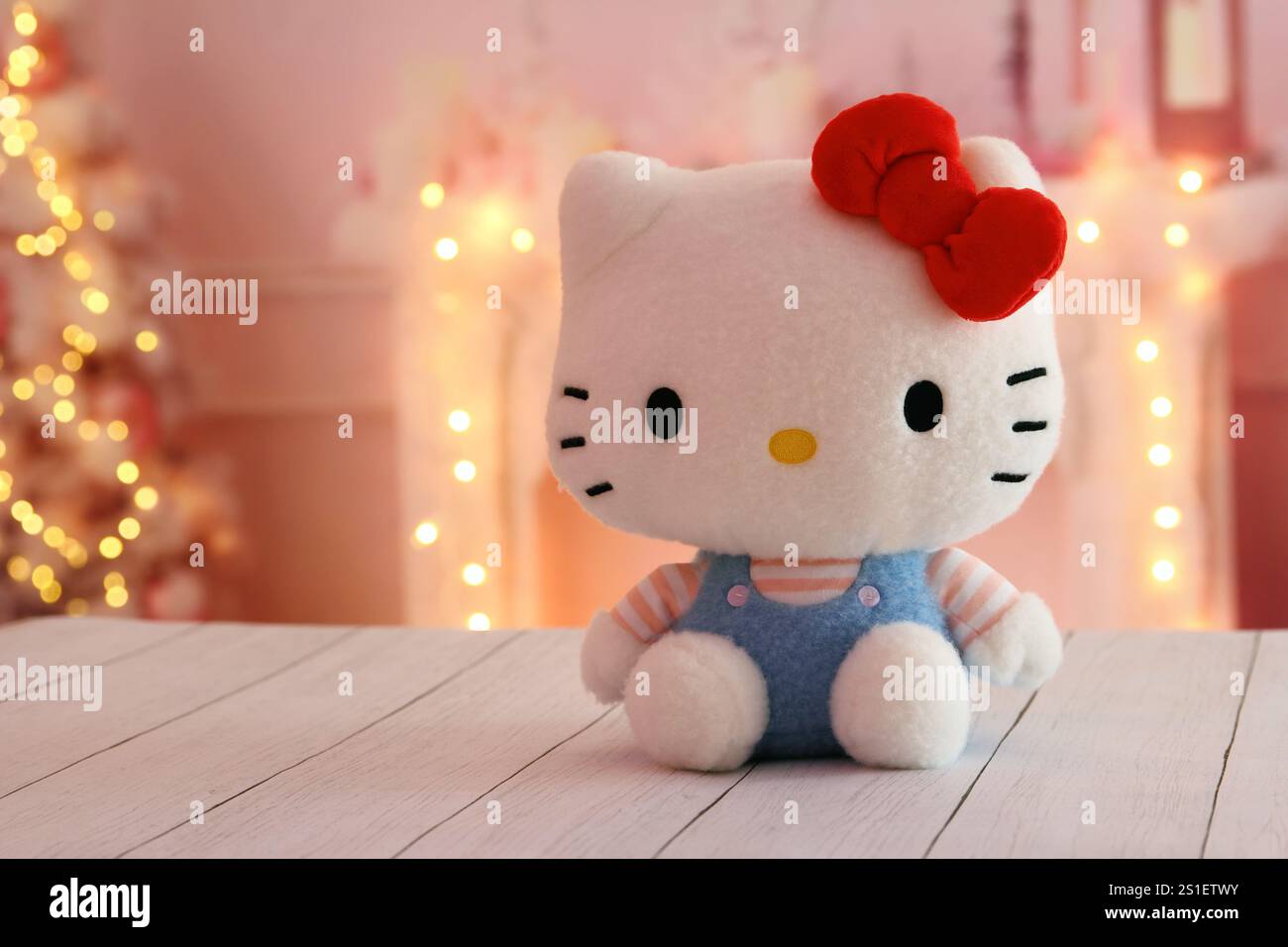 Hello Kitty stuffed animal at Christmas time Stock Photo - Alamy