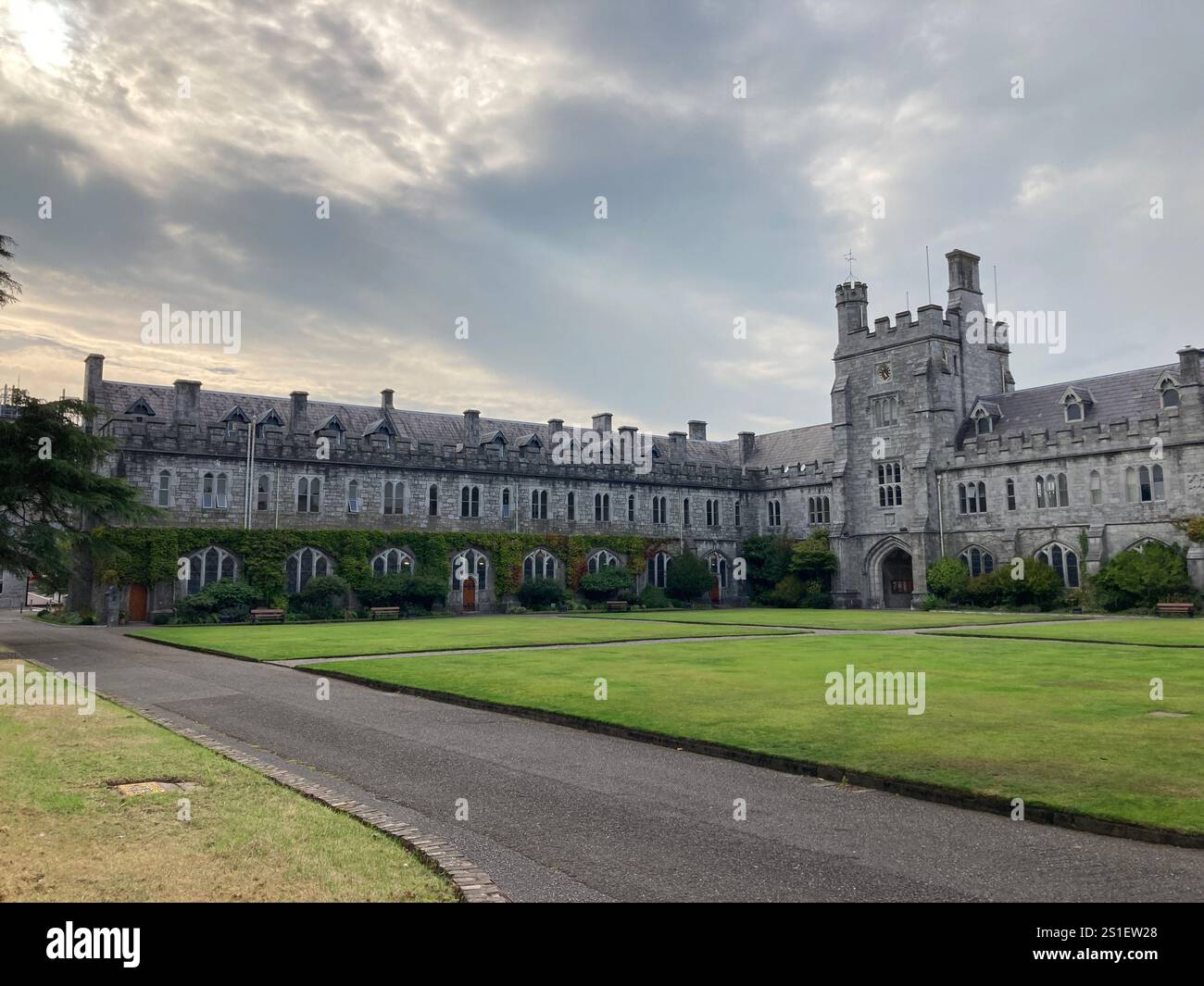Buildings and streets in Cork, Ireland. Irish iconic landscape with Famous building and architecture - Smartphone Captured Stock Image