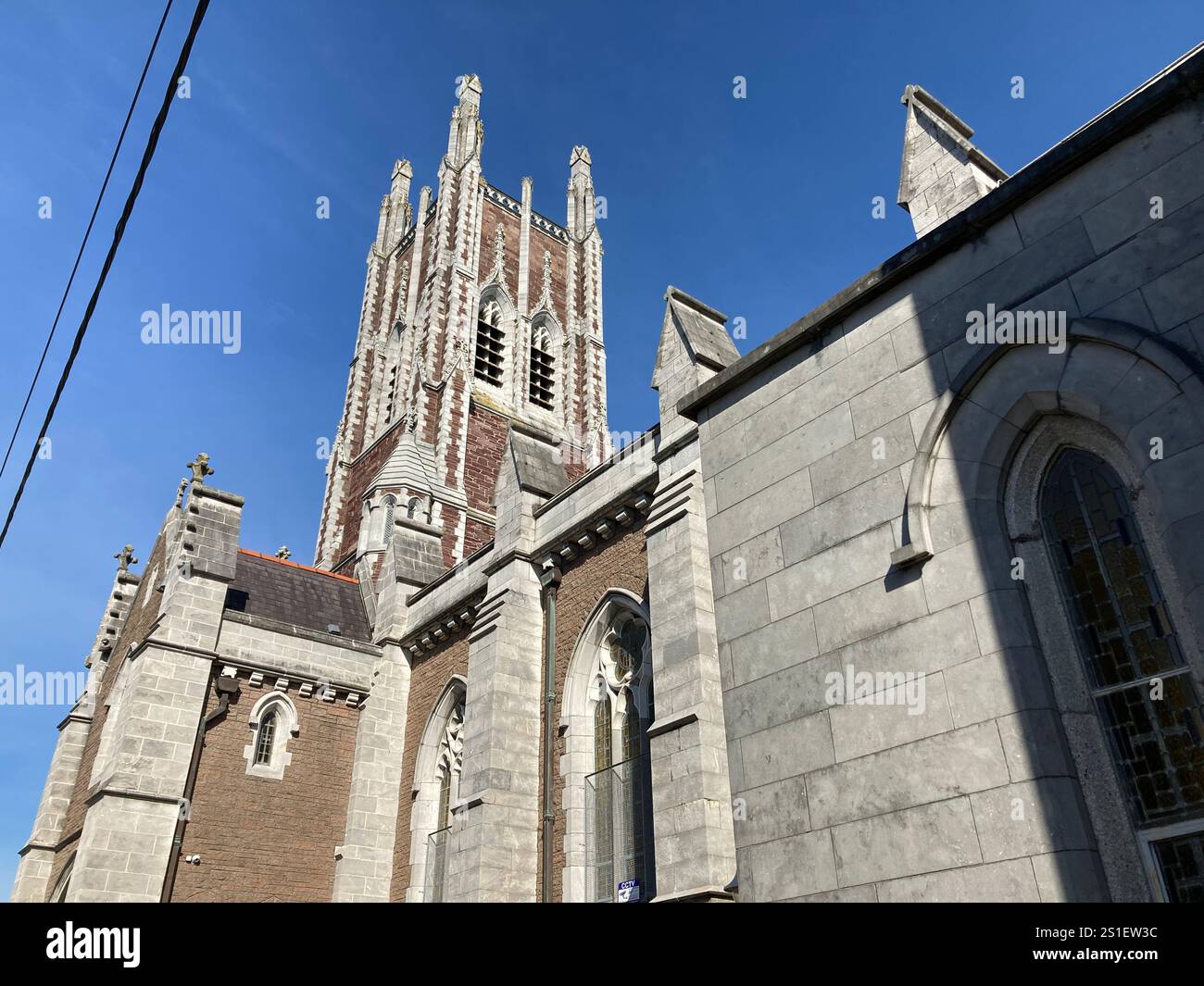 Buildings and streets in Cork, Ireland. Irish iconic landscape with Famous building and architecture - Smartphone Captured Stock Image