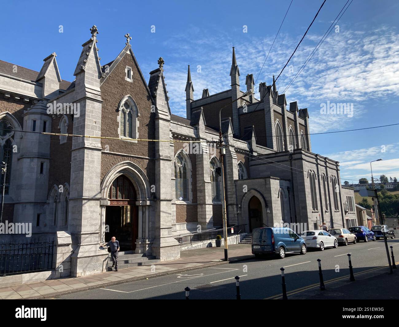 Buildings and streets in Cork, Ireland. Irish iconic landscape with Famous building and architecture - Smartphone Captured Stock Image