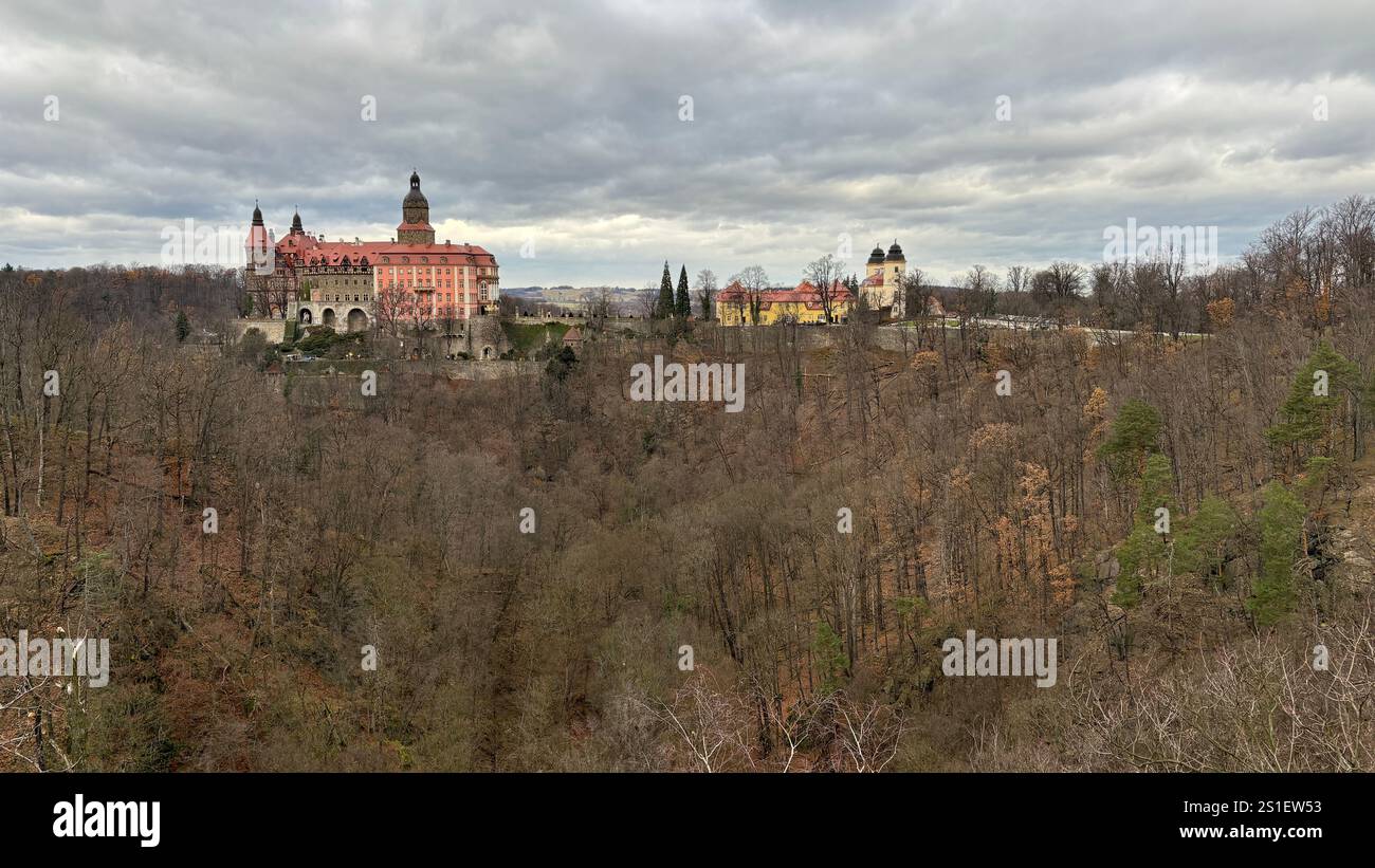 Książ Castle in Poland. Historic Polish medieval building and ground. - Smartphone Captured Stock Image