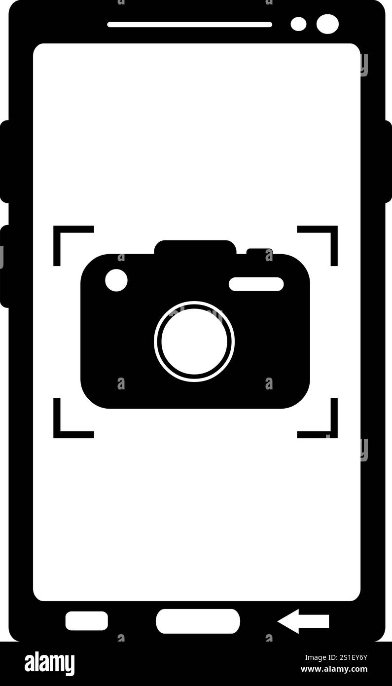 vector illustration black and white icon screen shot mobile phone ...