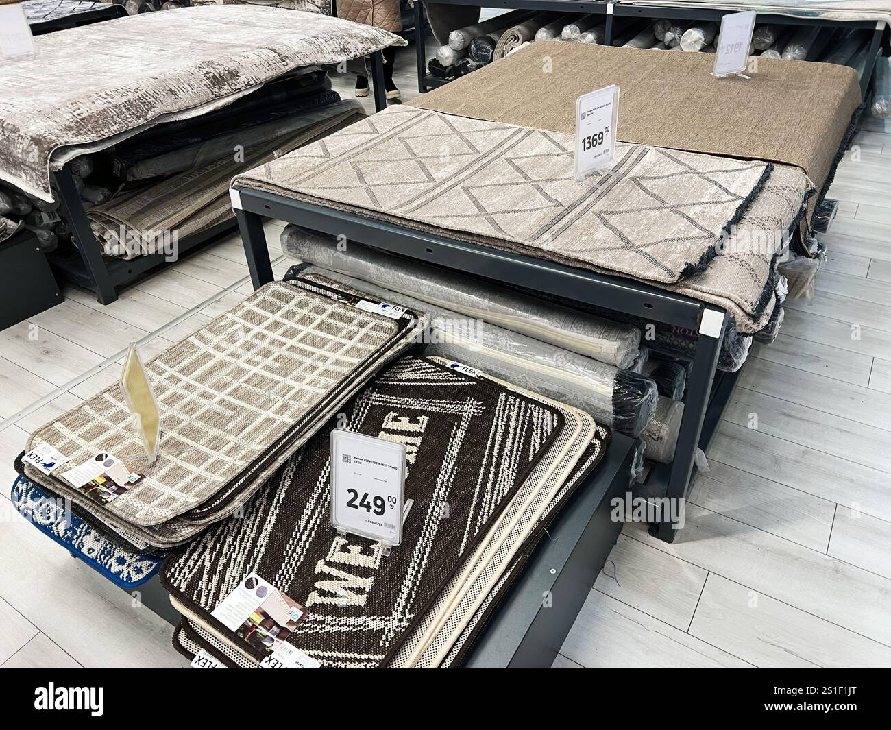 Kyiv, Ukraine - January 03, 2025: Assortment of rugs displayed on ...