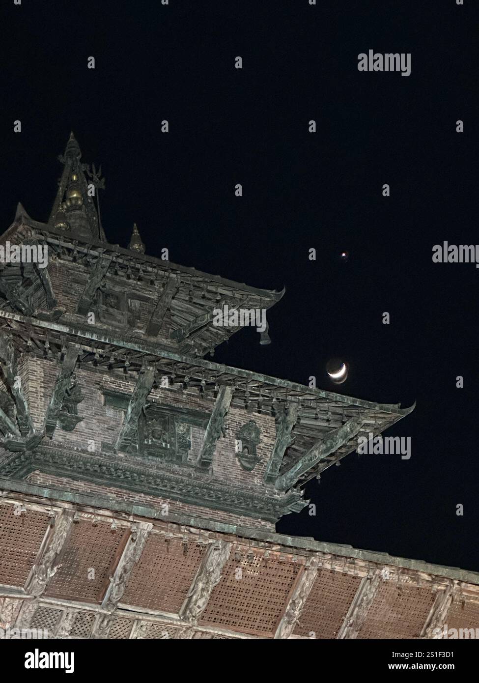 January 3, 2025 A view of waxing crescent moon shines near the