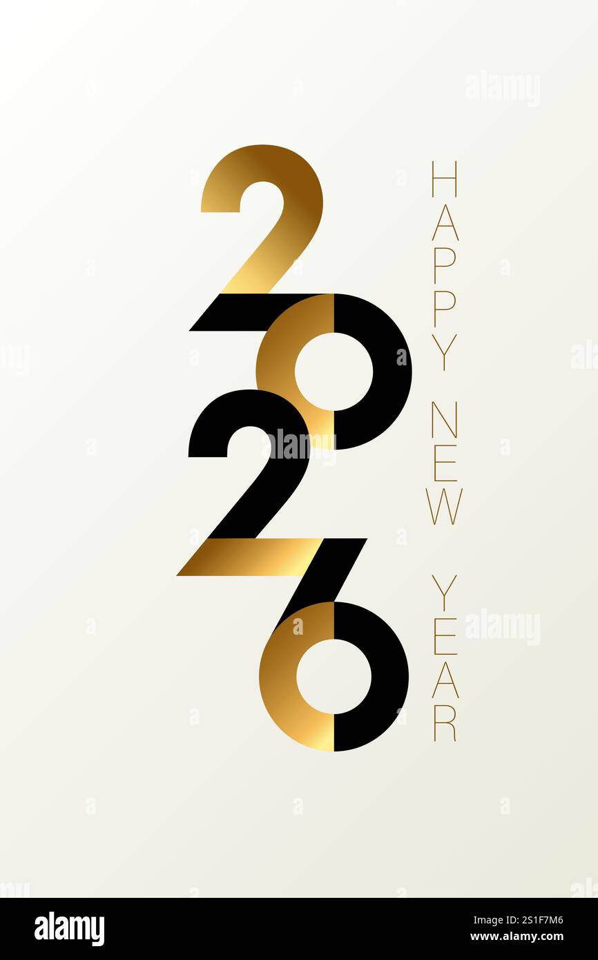 Happy new year 2026 typography logo design concept. Decorative graphic