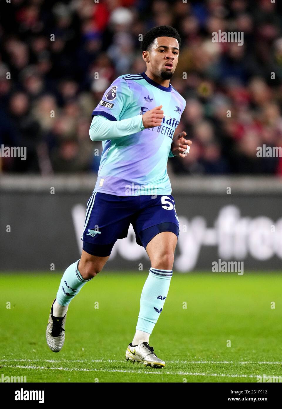 Arsenal’s Ethan Nwaneri during the Premier League match at the Gtech