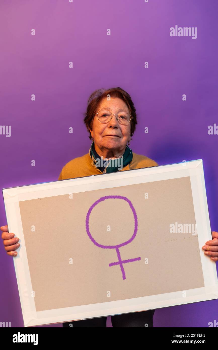 Promoting Vertical Image vertical Elderly activist promoting feminism and women's empowerment ...
