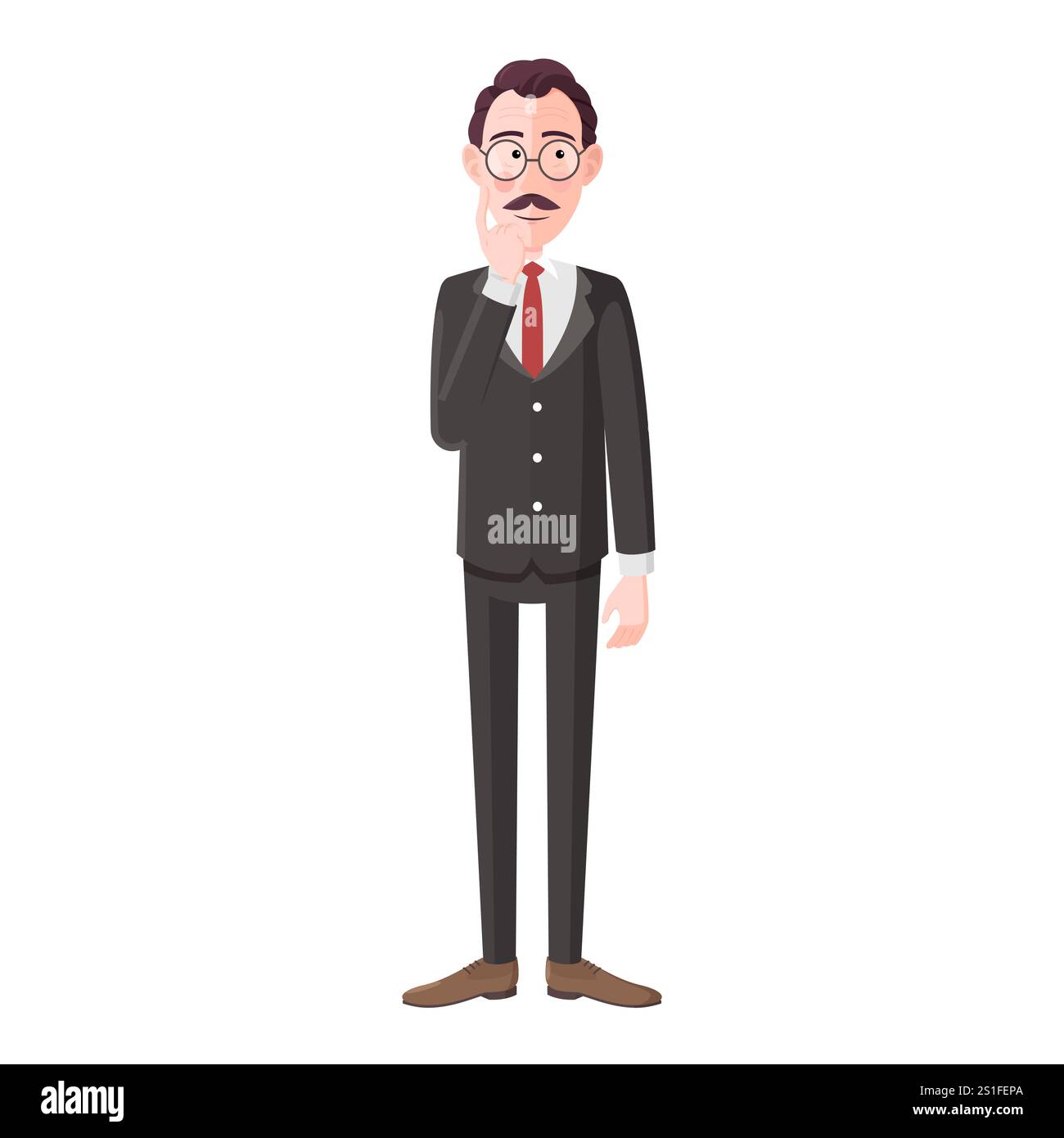 Cartoon Businessman Character Thinking and brainstorming, Vector ...