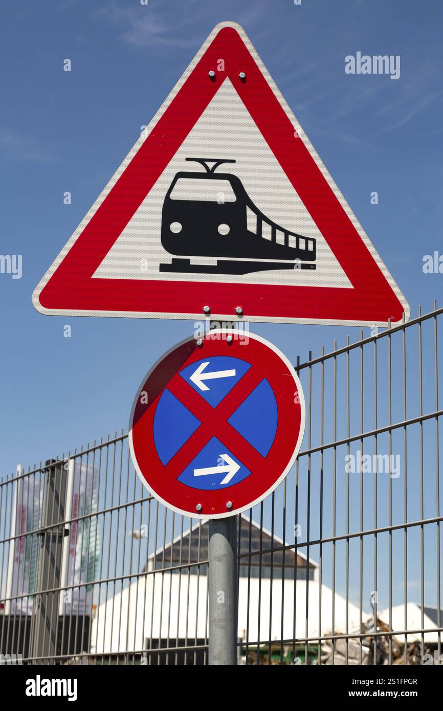 Traffic sign from a railway crossing Stock Photo - Alamy