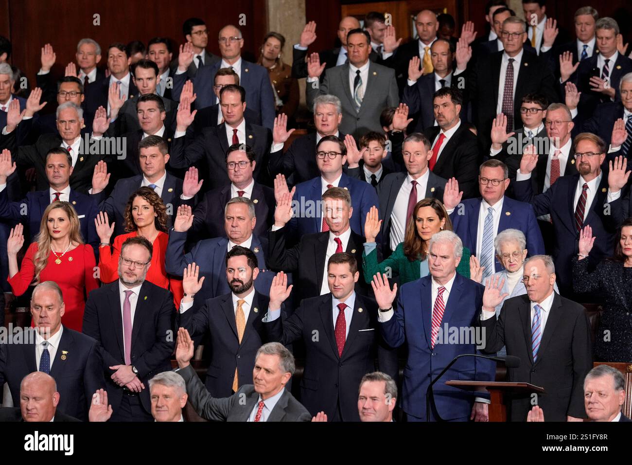 Republican members of the House of Representatives are sworn in as the