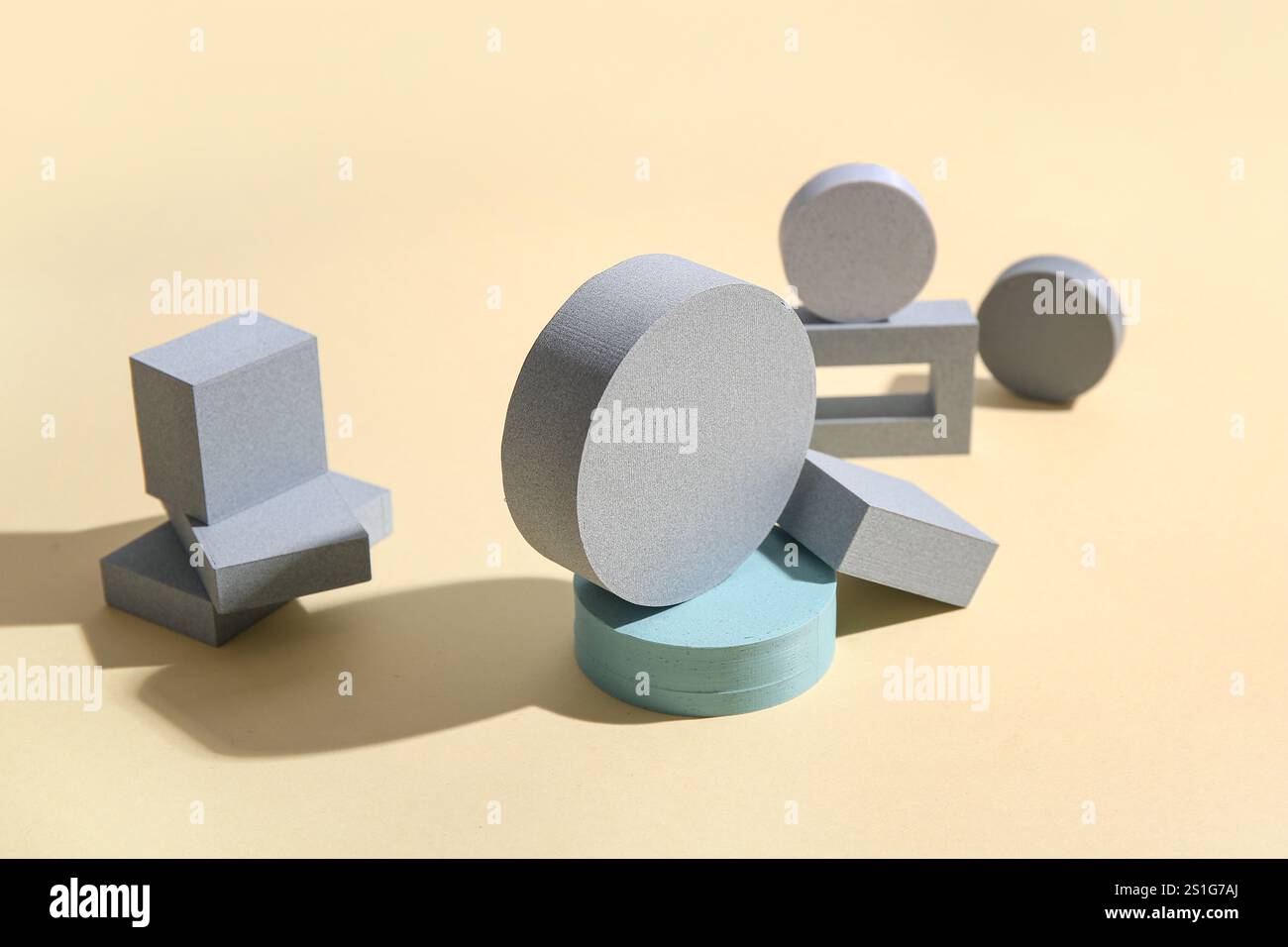 Set of different building blocks on color background Stock Photo - Alamy