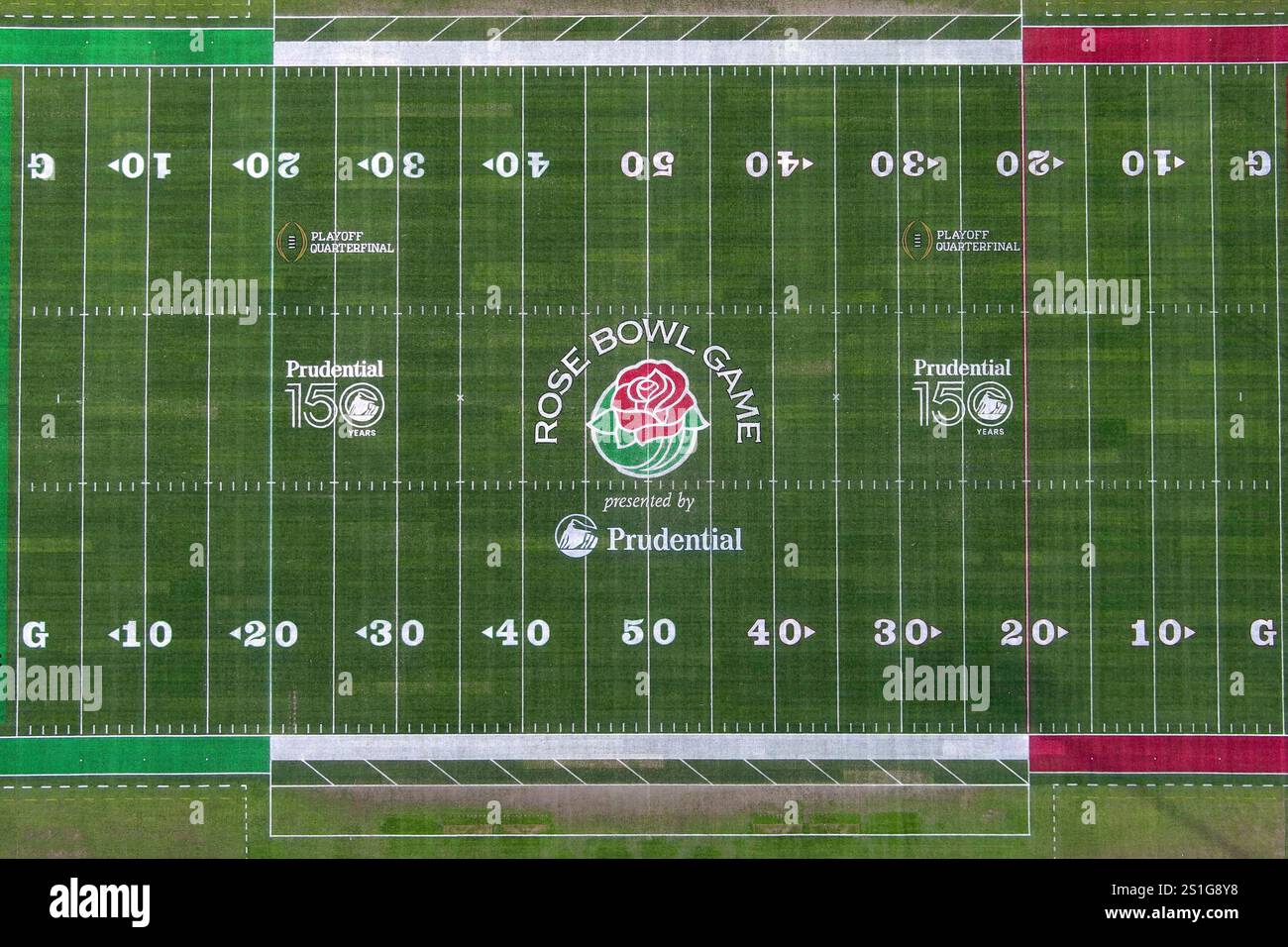 A general overall aerial view of the Rose Bowl Game and College