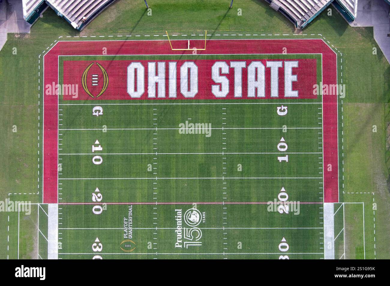 A general overall aerial view of the Ohio State Buckeyes and the