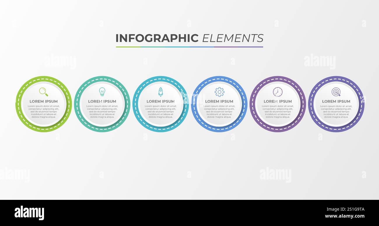 Presentation business infographic template with 6 options. Vector ...