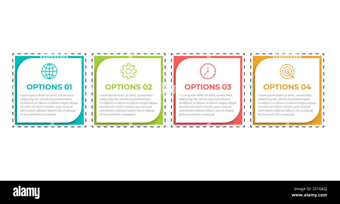 Presentation business infographic template with 4 options. Vector illustration. Stock Vector