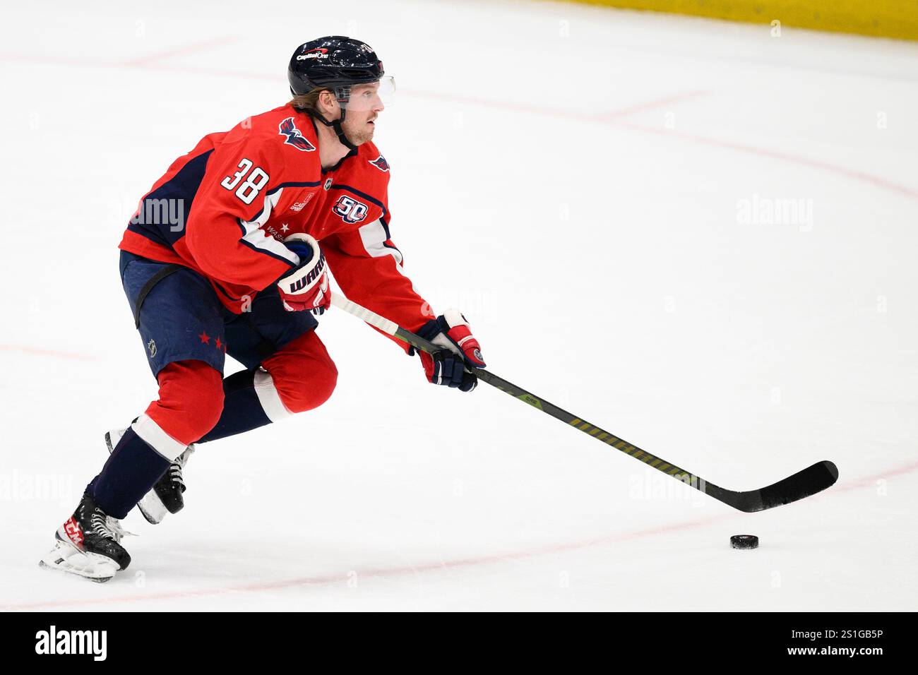 Washington Capitals defenseman Rasmus Sandin (38) in action during the