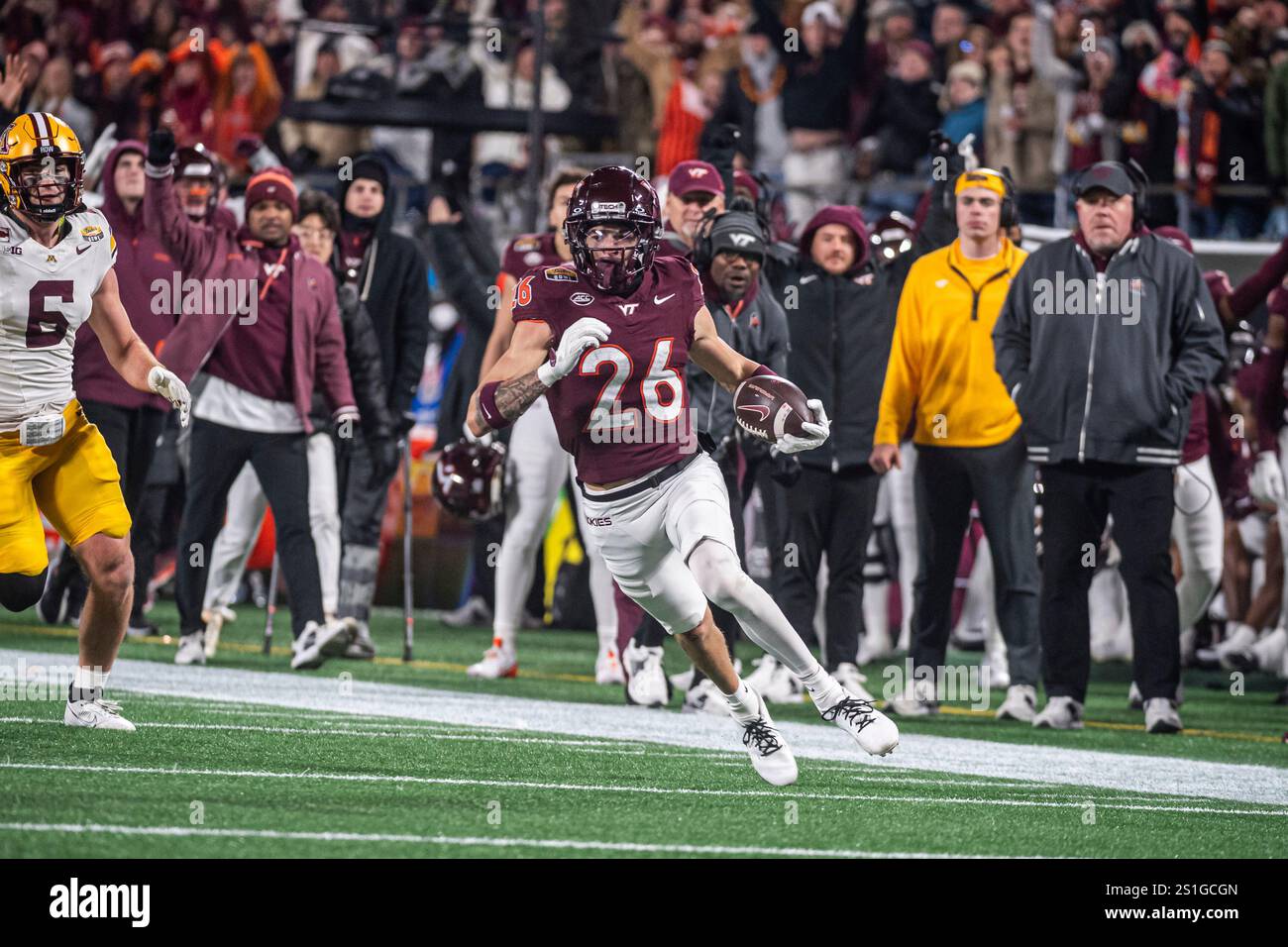 Virginia Tech wide receiver Ayden Greene (26) runs after a catch