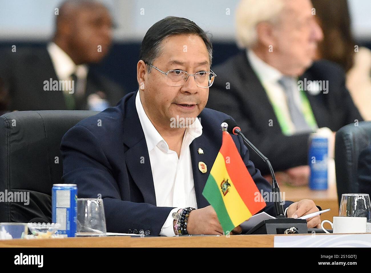 Rio de Janeiro, Brazil, November 19, 2024, Luis Arce, President of Bolivia, during a meeting at the G20 plenary. Stock Photo