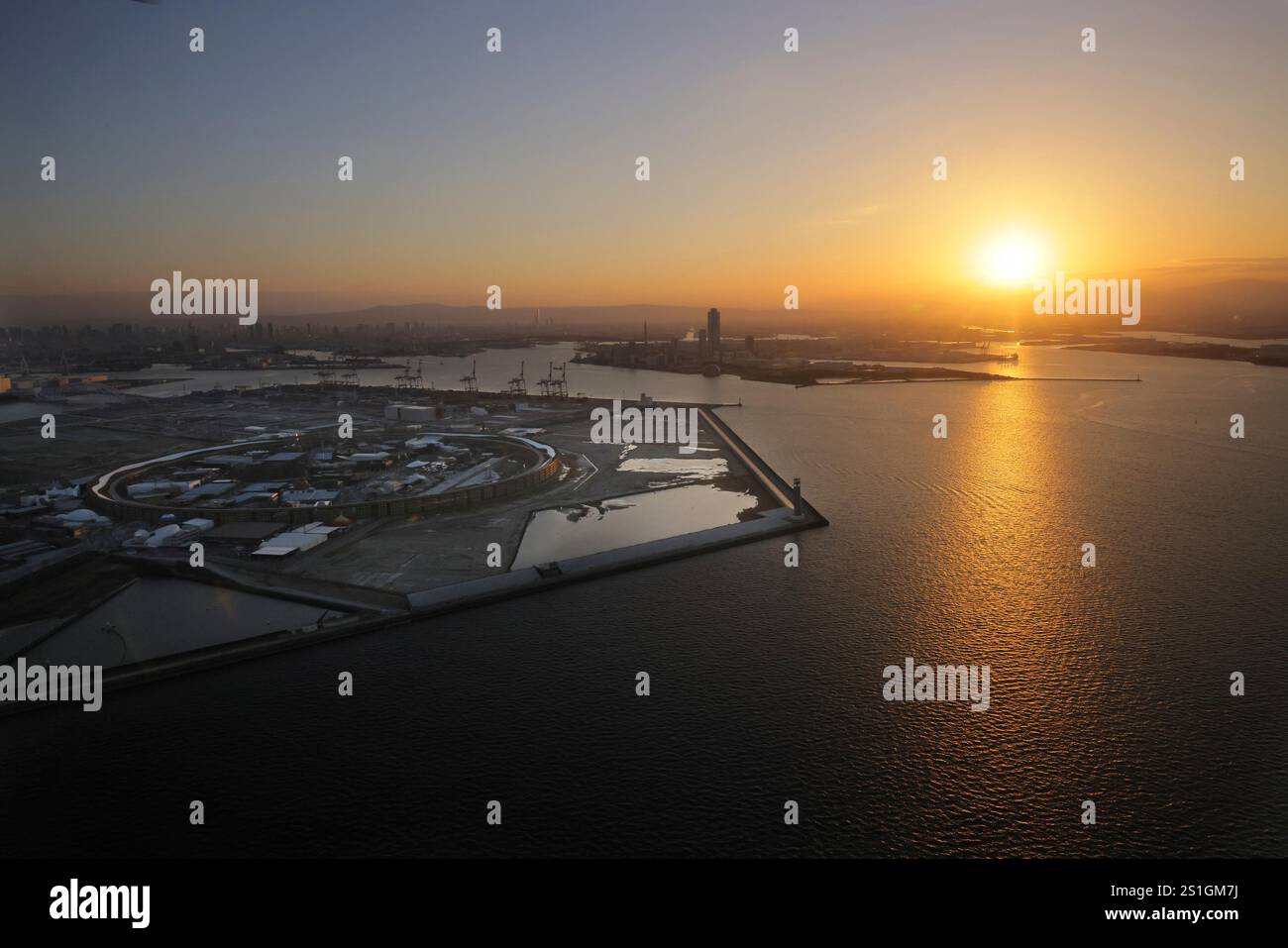 An aerial photo shows the Osaka, Kansai, Japan EXPO 2025 venue in Osaka