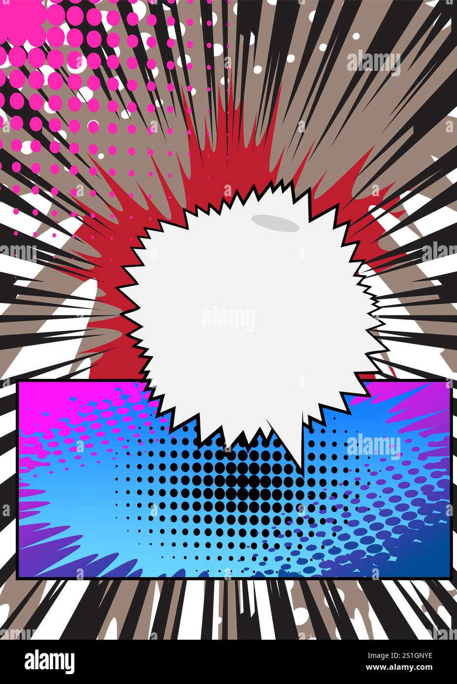 Cartoon background with blank speech bubble, comic book backdrop. Retro ...