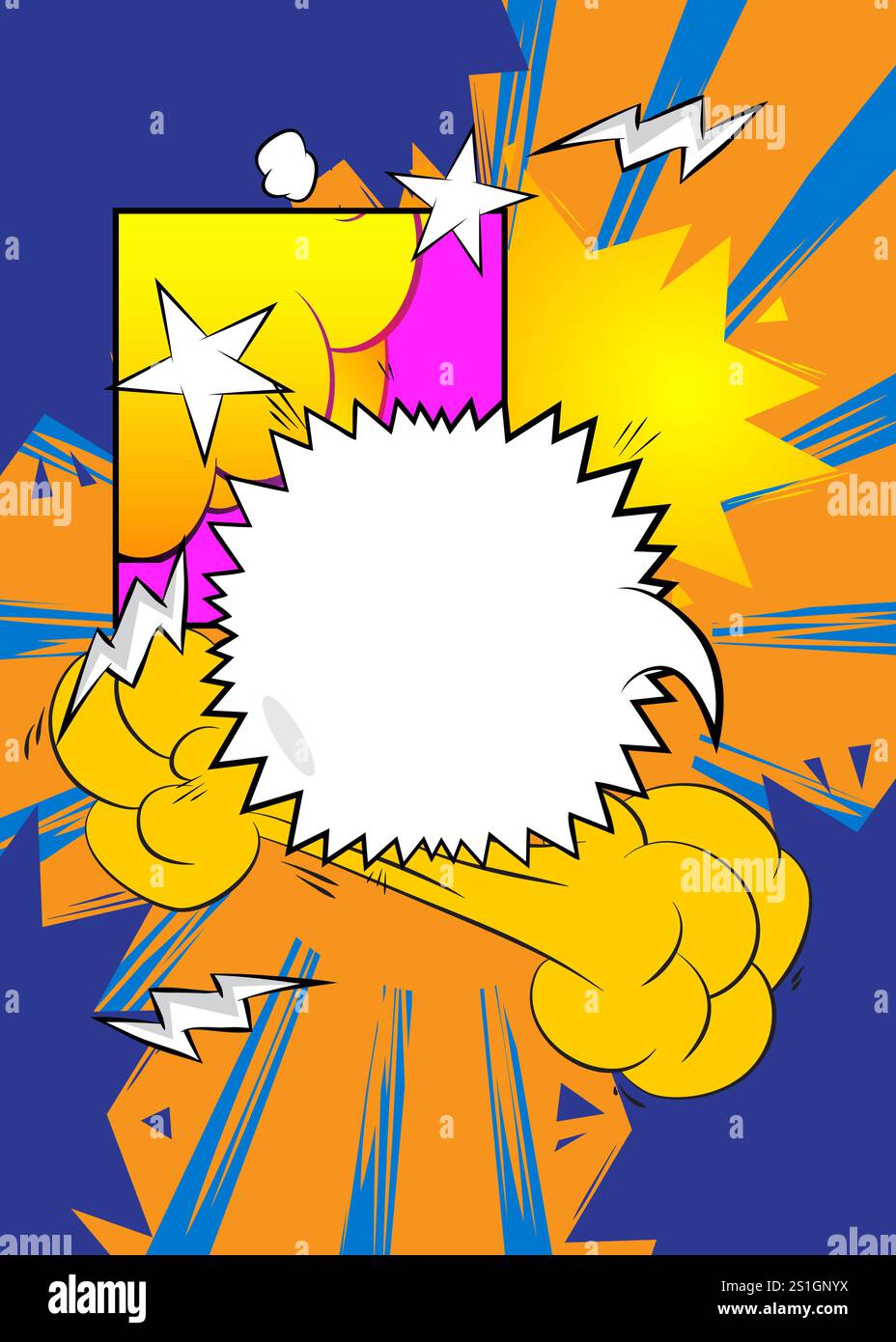 Cartoon background with blank speech bubble, comic book backdrop. Retro ...