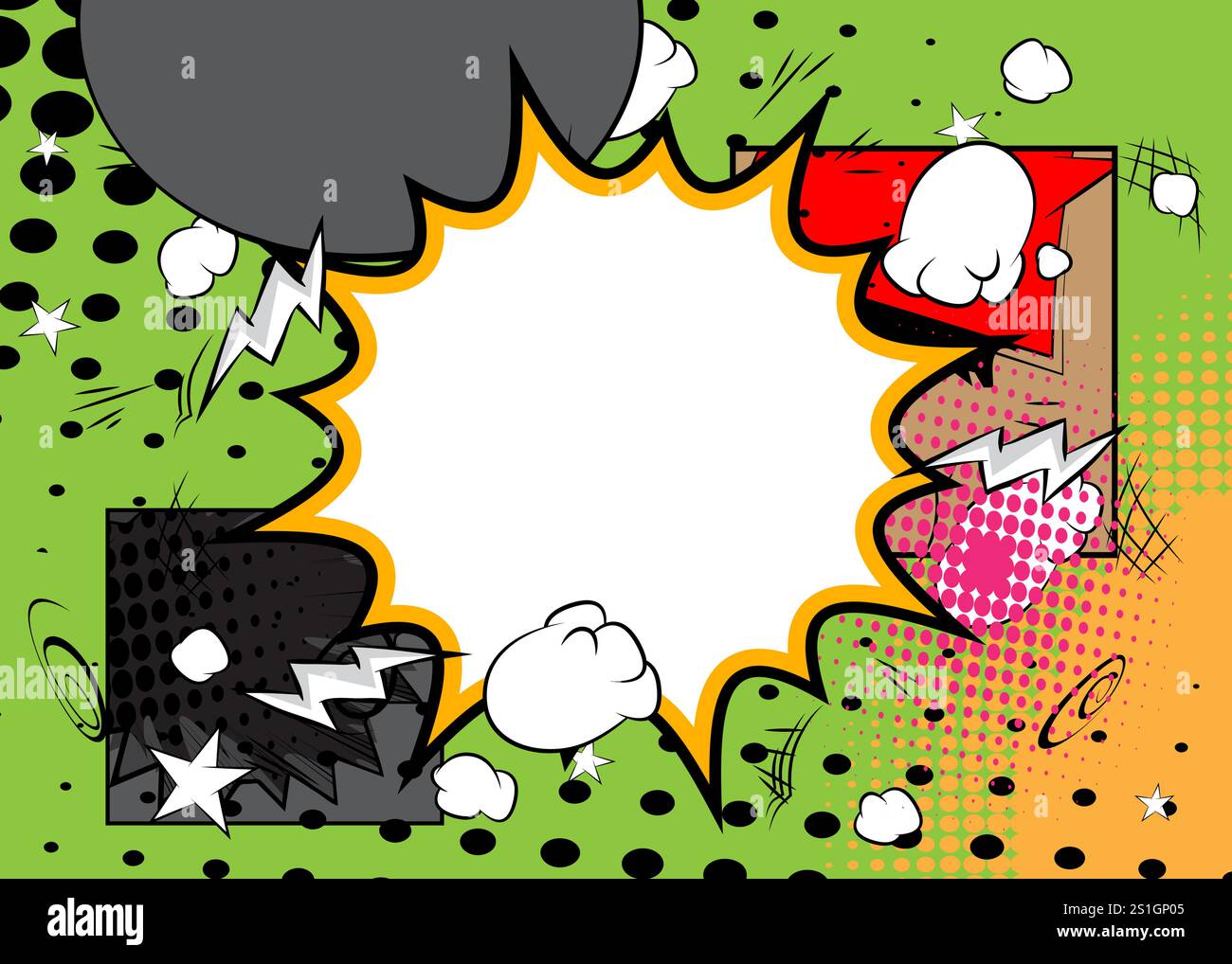 Cartoon background with blank speech bubble, comic book backdrop. Retro ...