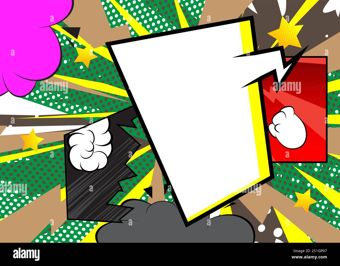 Cartoon background with blank speech bubble, comic book backdrop. Retro ...