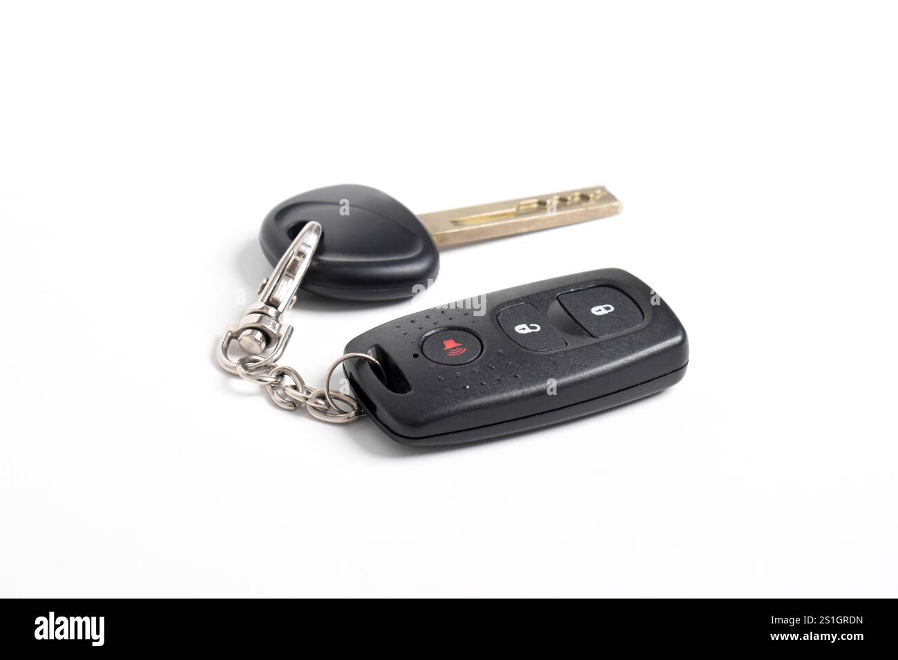 Car key with remote control isolated on white background. Modern car ...
