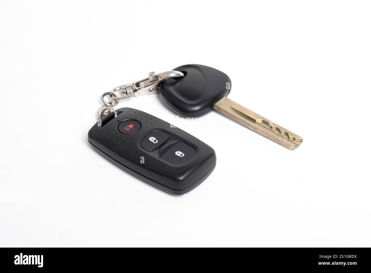 Car key with remote control isolated on white background. Modern car ...
