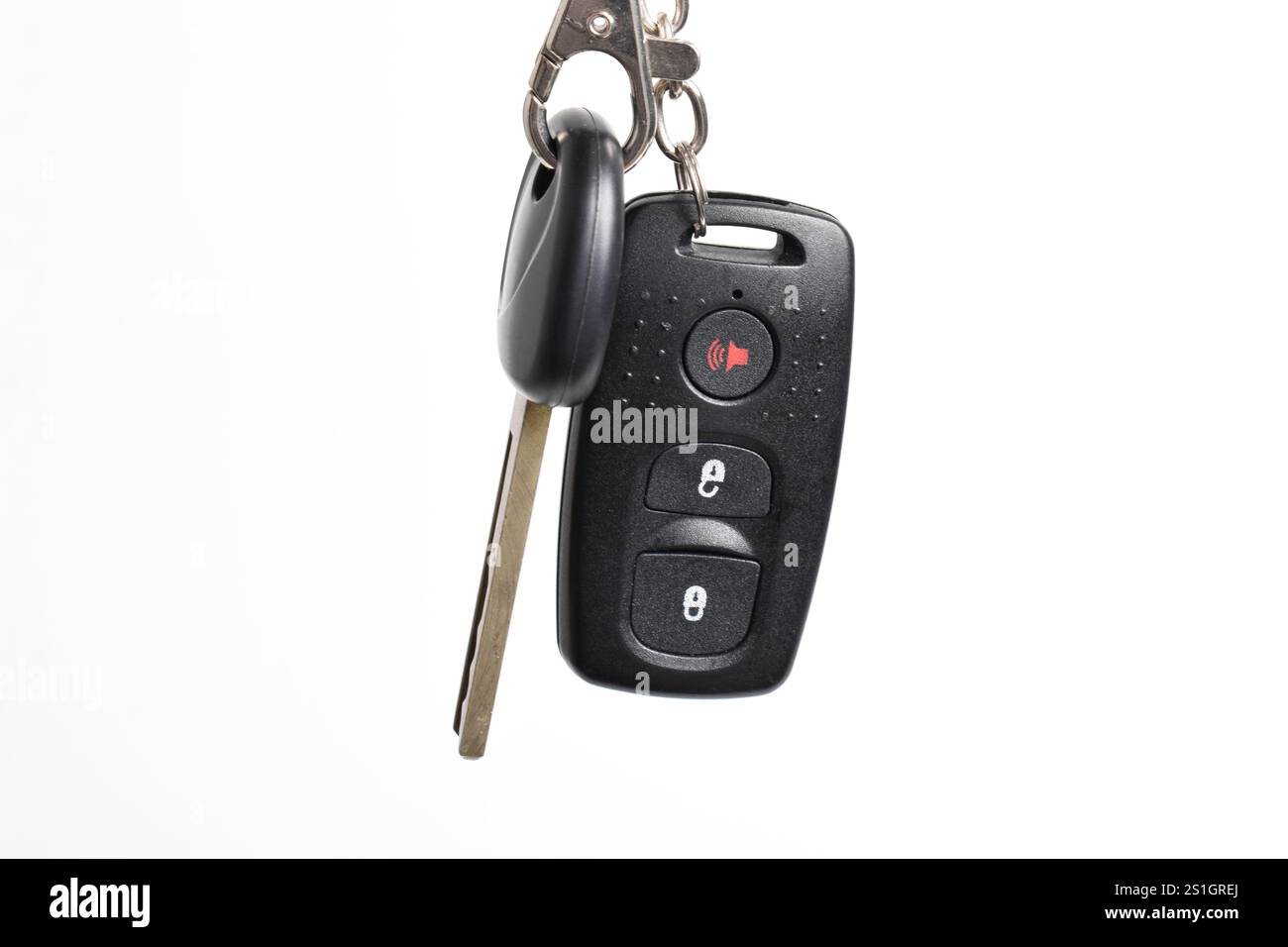 Car key with remote control isolated on white background. Modern car ...