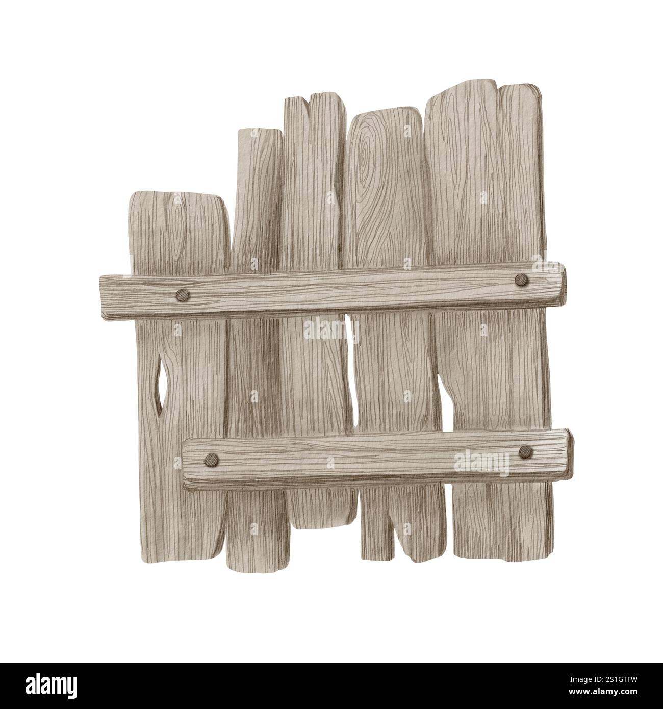 Old crooked wooden fence with gray wood texture,chips and scuffs as a ...