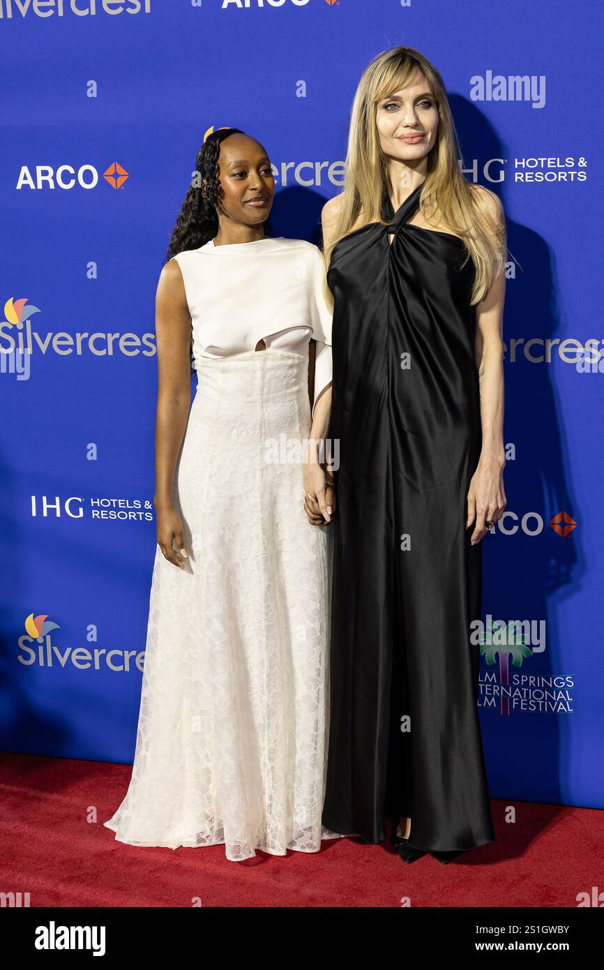 Zahara Jolie Pitt and Angelina Jolie attend the arrivals of the 2025