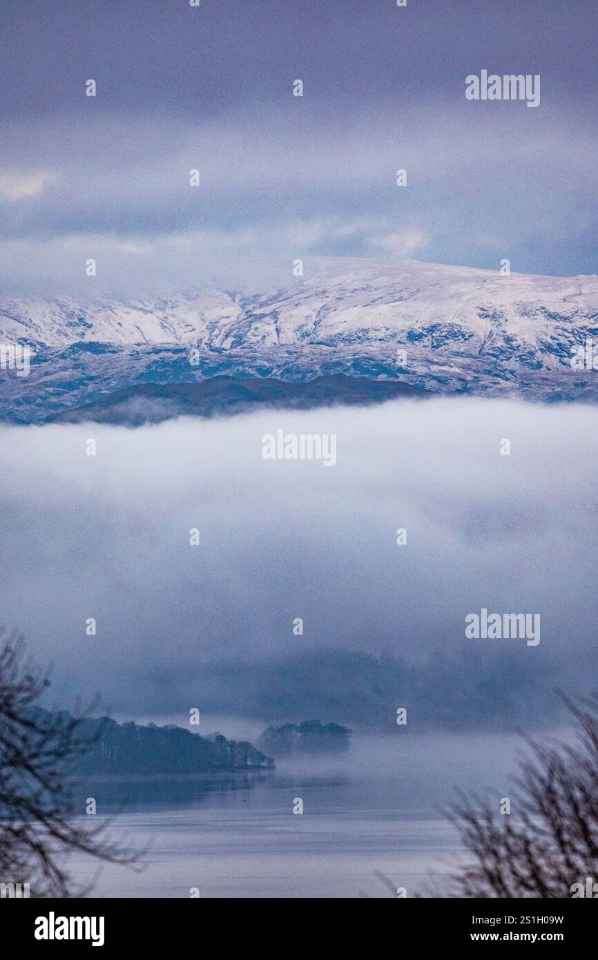 Lake Windermere Cumbria UK 4th January 2025 UK Weather overnight snow