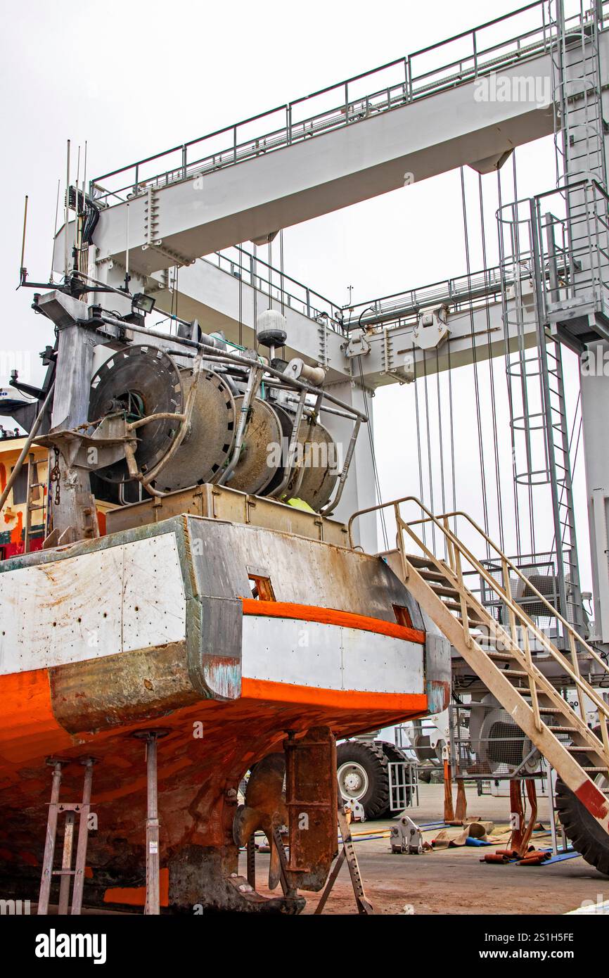 Trawler in the shipyard being renovated Stock Photo - Alamy