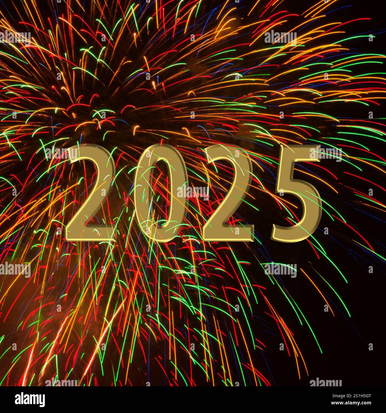 New year 2025 firework background with text in gold color Stock Photo ...