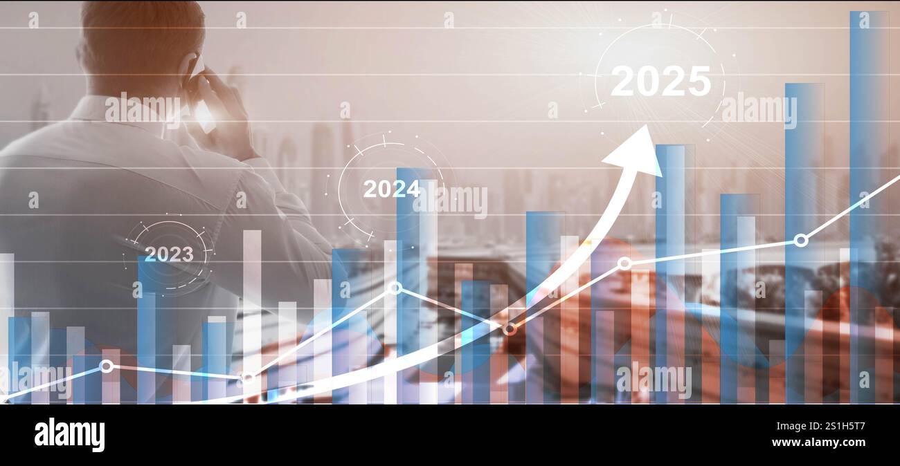 Financial background, economic growth 2023-2025. Abstract background ...