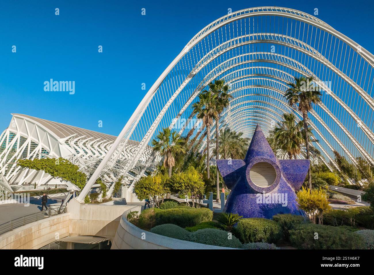 Top view at the L'Umbracle garden of City of Arts and Sciences ...