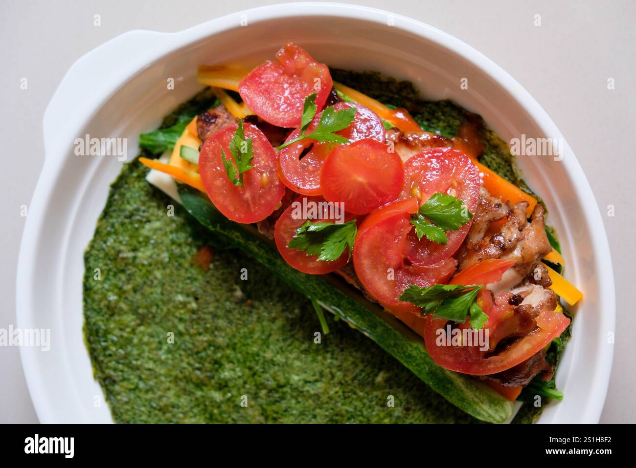 Healthy Breakfast Spinach Egg Wrap Stock Photo Alamy