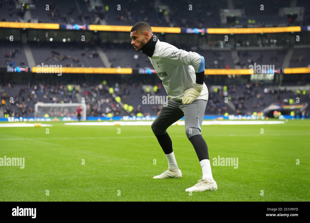Tottenham Hotspur goalkeeper Brandon Austin warming up before the ...
