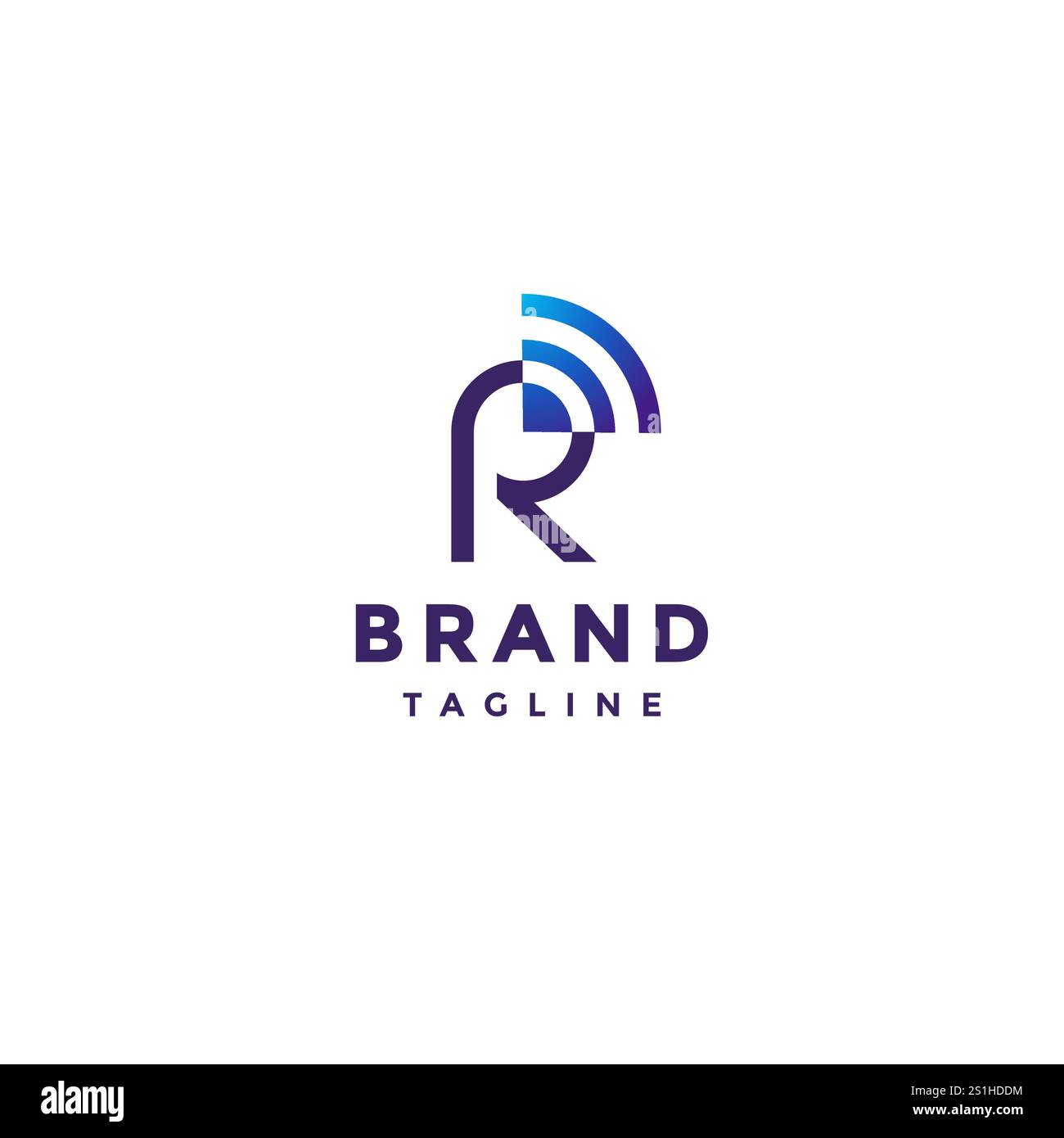 Simple Letter R Wifi Logo Design. Letter R With Radar Icon Logo Design ...
