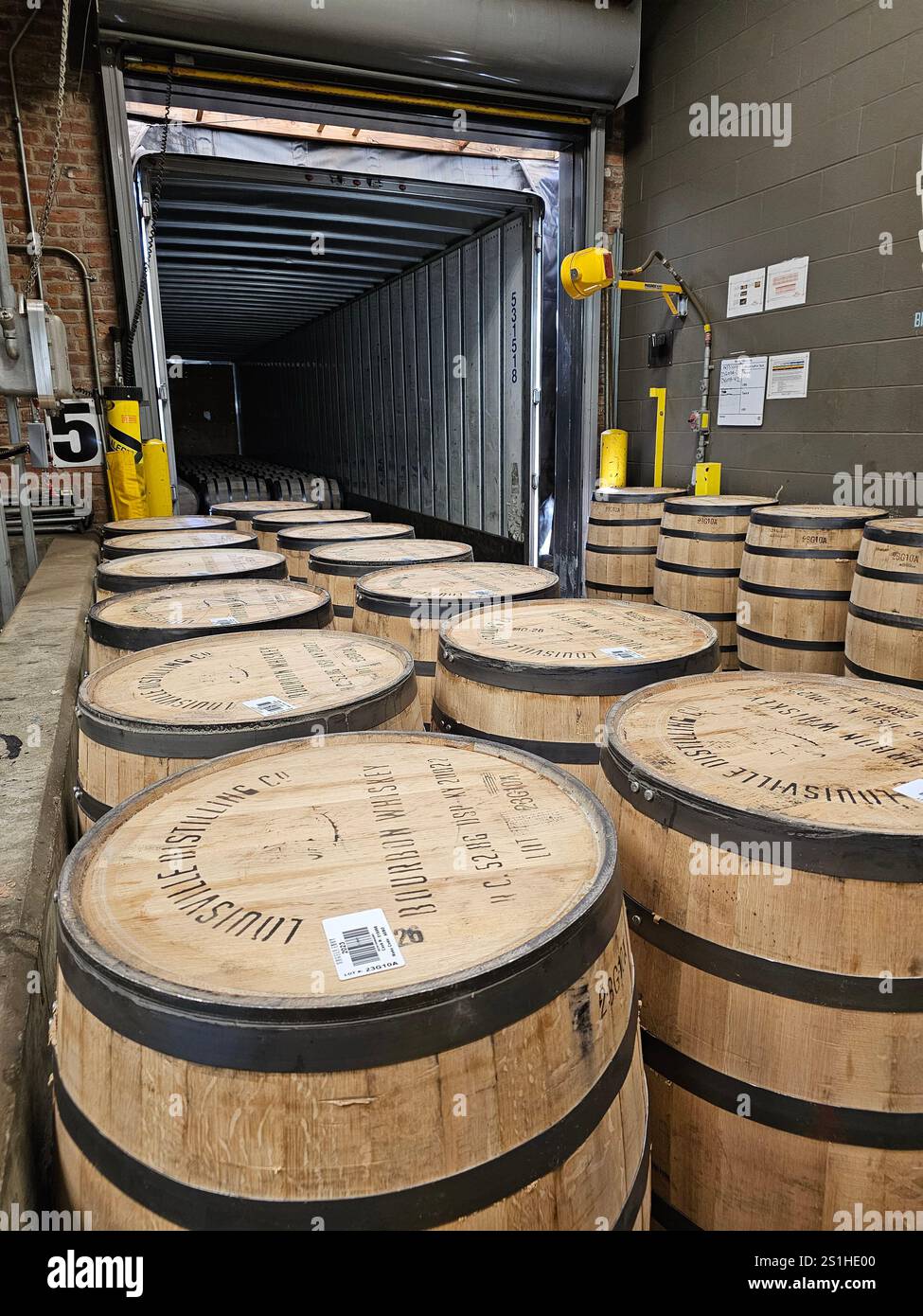New barrels at Angels Envy Distillery, Louisville, Kentucky - Smartphone Captured Stock Image