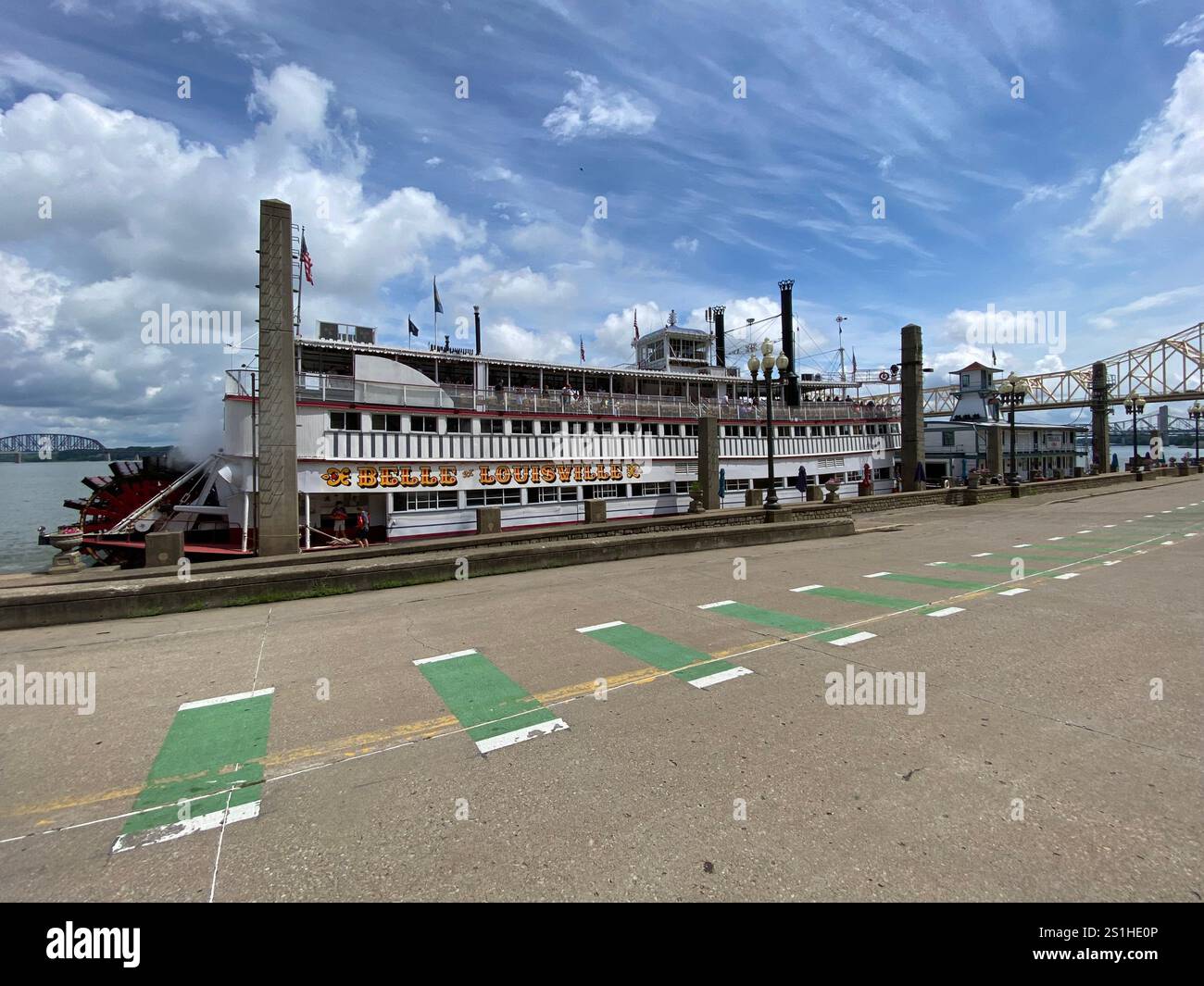 Belle of Louisville, steamboat paddlewheeler in Louisville, Kentucky.  Belle of Louisville is a steamboat owned and operated by the city of Louisville - Smartphone Captured Stock Image