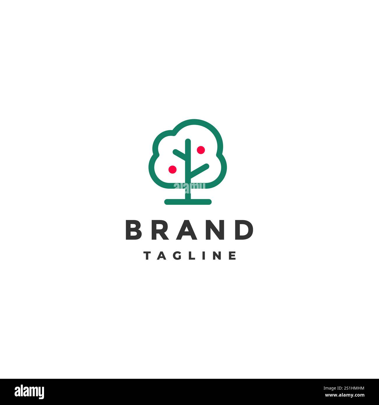 Apple Tree Icon Logo Design. Simple Apple Tree Outline Logo Design. Stock Vector