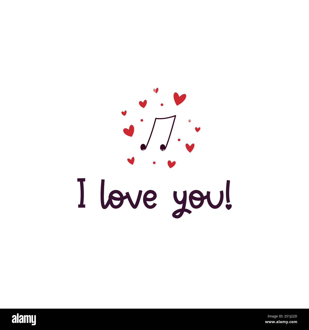 Valentines day greeting card design. Lettering with hand-drawn music ...
